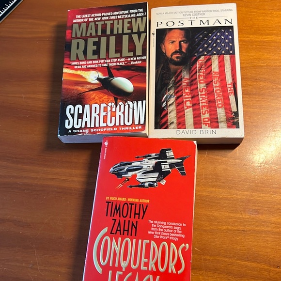 📌3 Pocket Books David Brain Postman, Reilly Scarecrow, Zahn Conquerors Legacy - Picture 1 of 12